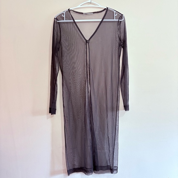 Tops - 4/$20🏝️ Sheer Black Mesh Long Sleeve Button Up Cardigan